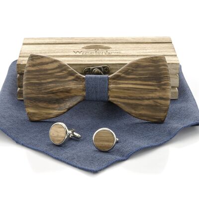 Wooden bow tie "Zebra" - Jeans