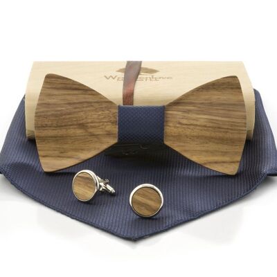 Wooden bow tie "Butterfly" - blue