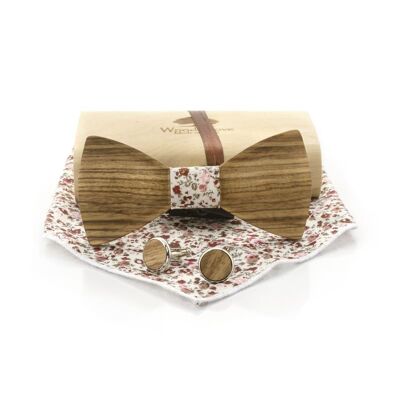 Wooden bow tie "Butterfly" - floral
