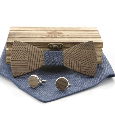 Wooden bow tie "Groove" - jeans