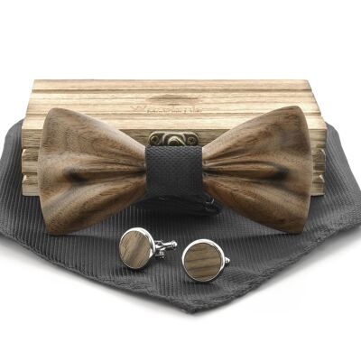 Wooden Bow Tie "Heartwood" Walnut - Black