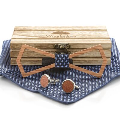 Wooden Bow Tie "Frame" - Blue