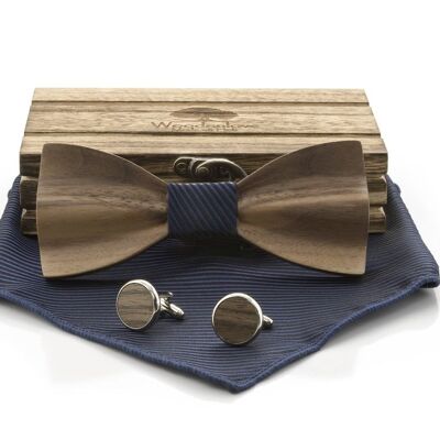 Wooden Bow Tie "Windsor" - Blue