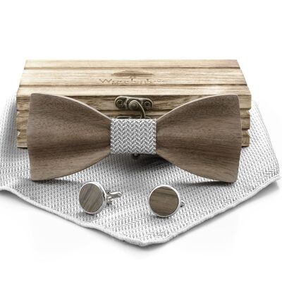 Wooden bow tie "Windsor" - silver