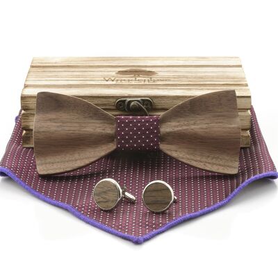 Wooden bow tie "Windsor" - wine red