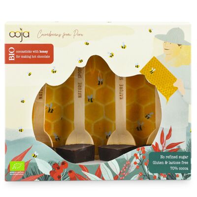 Giftbox 70% + honey hotchocolatesticks 4x30g  (organic & allergenfree)