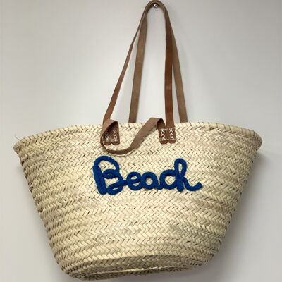 "Beach" braided palm fiber basket