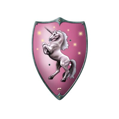 Wooden Shield "Pink Unicorn Crest"