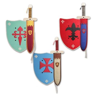 Set Templare GM: Spada di legno + Scudo di legno + Fodero
