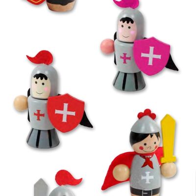 Assortment Wooden Figurines "King and Knights"