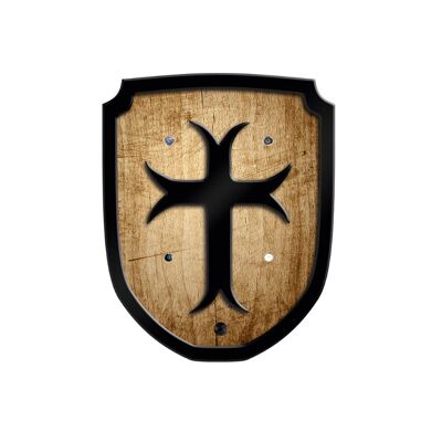Wooden Shield Aged Wood Style "Templar"