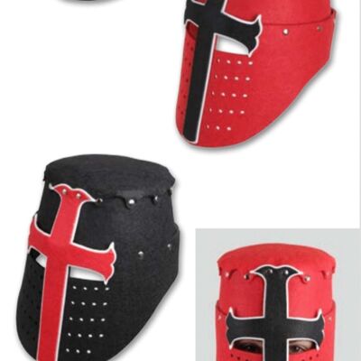 Casco "Templario" en Fieltro Rojo y Negro