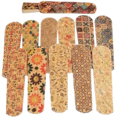 Assortment of colored cork cases for fans