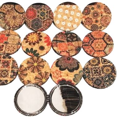 Assortment of colored cork pocket mirrors