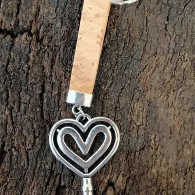 Cork keychain "Heart Key"