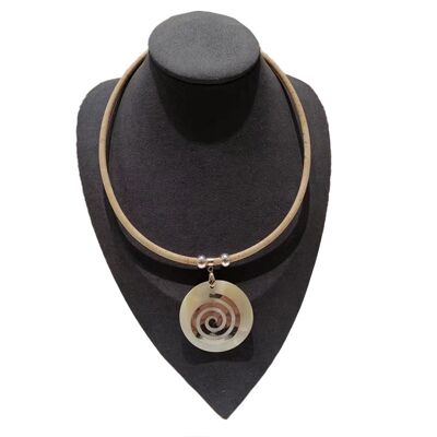 Cork Necklace Pearly Spiral Pendant