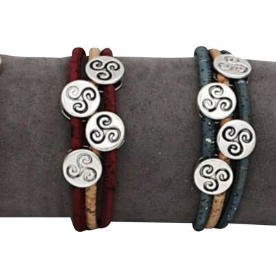 Assortment of Colored Cork Bracelets "Triskel"