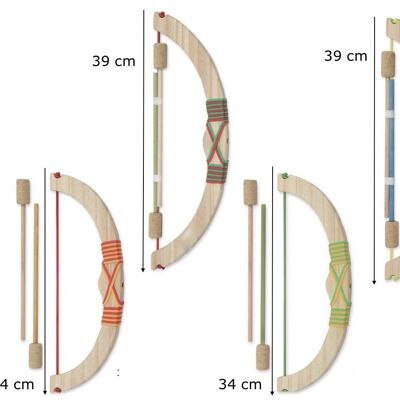 Arcos 34 y 39 cm madera natural + 2 flechas (NUEVO)