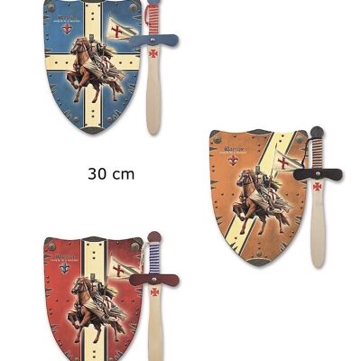 Set Warrior PM: spada di legno + scudo di legno - 3 modelli assortiti (NUOVO)