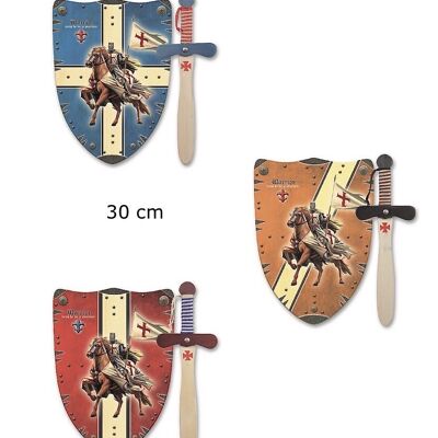 Set Warrior PM: spada di legno + scudo di legno - 3 modelli assortiti (NUOVO)
