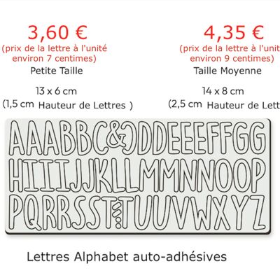 Lettere dell'alfabeto adesive per la personalizzazione individuale