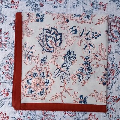 Serviette 'Blume' Rot/Blau