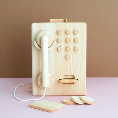 Handmade wooden payphone