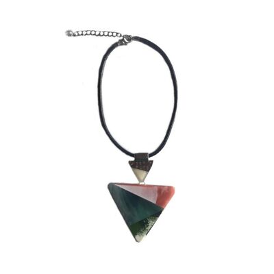 Green pink double triangle pendant