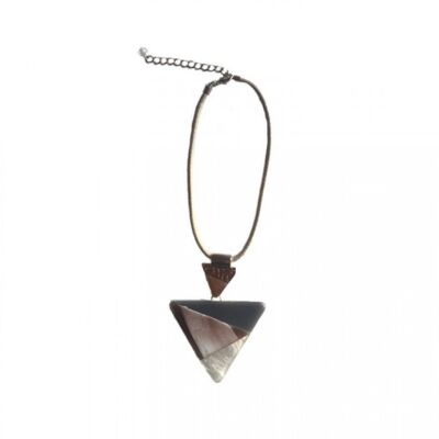 Pendentif double triangle gris rose