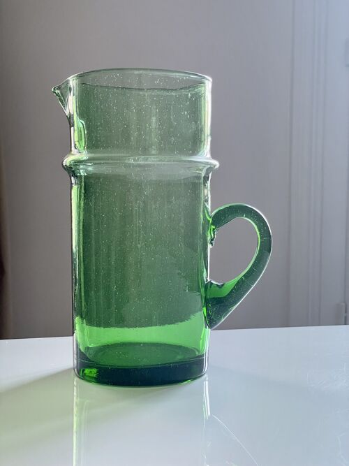 Carafe traditionnelle en verre soufflé - vert bouteille - 1L