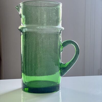 Jarra tradicional de vidrio soplado - verde botella - 1L