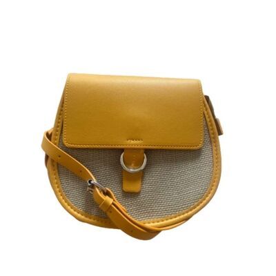 Selena yellow mixed burlap shoulder bag