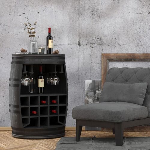 Wine Rack, Rosey-Black Bar Barrel (Sold as 1)