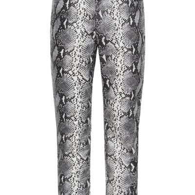 PANTALON EN CUIR D'ANAKONDA SERPENT NOIR/BLANC