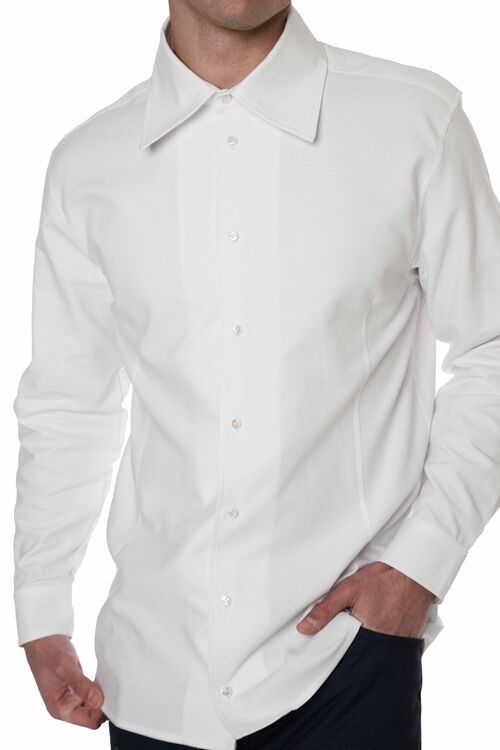 PLAIN SHIRT WITH INCISIONS IN PIQUE