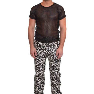 ZEBRA PANTS IN SLIM FIT WITH LEATHER TAPE