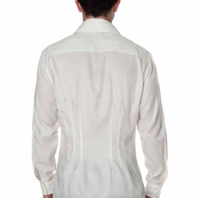 CHEMISE UNIE BLANC CASSÉ AVEC RAYURES ET INCISIONS EN SATIN