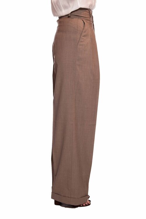SAND PANTS WITH WIDTH, CUFFS AND INVERTED PLEATS