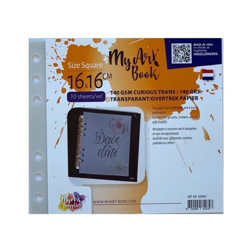 MyArt®Book vierkant 140 g/m2 transparant/ overtrek papier - Formaat 177 x 160 mm - 920401
