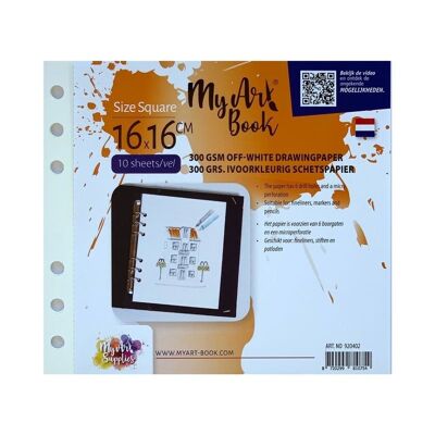 Papel para bocetos MyArt®Book cuadrado 300 g/m2 marfil - Formato 177 x 160 mm - 920402