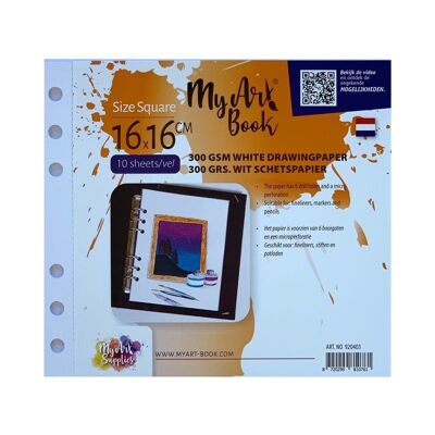 MyArt®Book vierkant 300 g/m2 wit schets papier - Formaat 177 x 160 mm - 920403