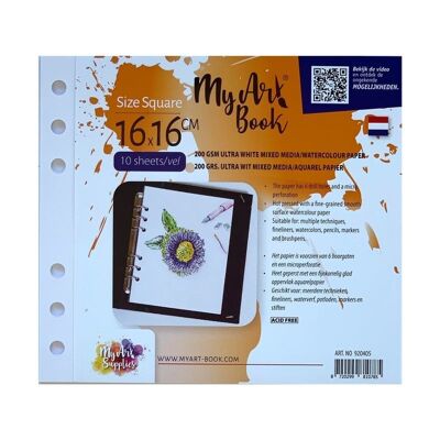 MyArt®Book quadratisch 200 g/m2 ultraweißes Mischtechnik-/Aquarellpapier – Format 177 x 160 mm – 920405