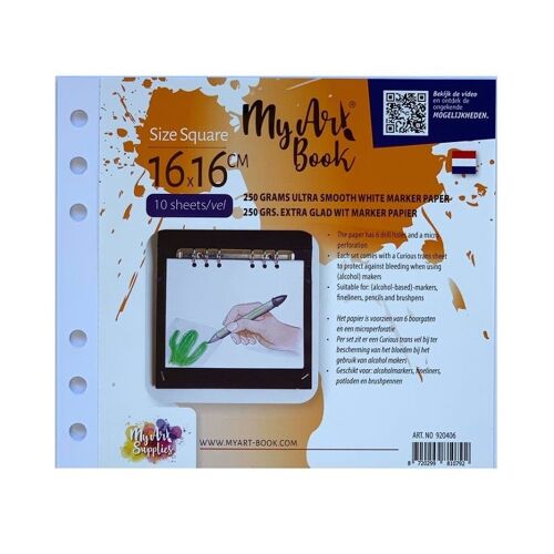 MyArt®Book vierkant 250 g/m2 extra glad wit marker papier - Formaat 177 x 160 mm - 920406