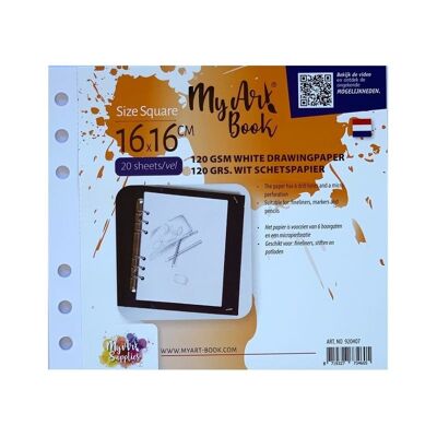 Papier croquis blanc carré 120 g/m2 MyArt®Book - Format 177 x 160 mm - 920407