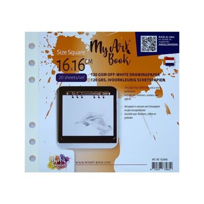 MyArt®Book quadratisches 120 g/m2 elfenbeinfarbenes Skizzenpapier – Format 177 x 160 mm – 920408