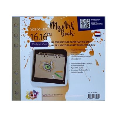 MyArt®Book quadratisch 120 g/m2 recyceltes Kraftpapier grau gemischt – Format 177 x 160 mm – 920409