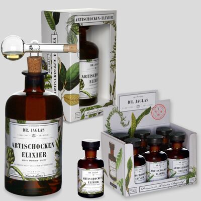 Artischocken-Elixier Likör 500ml + Set 6x50ml Miniaturen,  Geschenk-Bundle