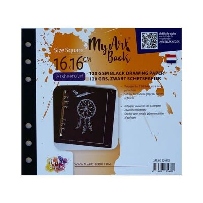 Papier croquis noir MyArt®Book carré 120 g/m2 - Format 177 x 160 mm - 920410