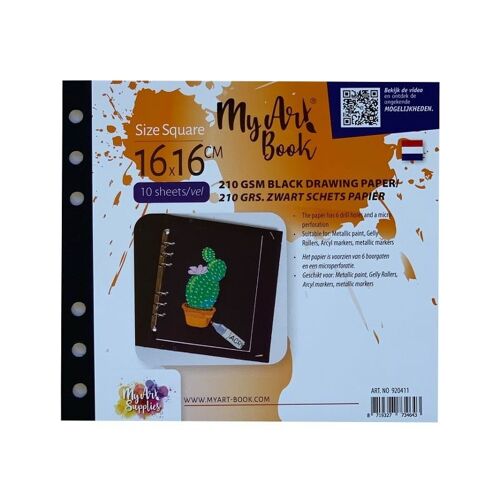 MyArt®Book vierkant 210 g/m2 zwart schetspapier - Formaat 177 x 160 mm - 920411