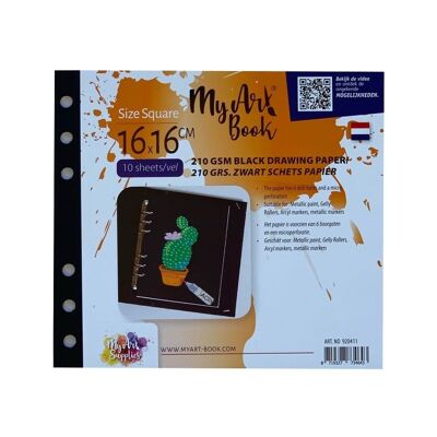 Papel para dibujar MyArt®Book cuadrado 210 g/m2 negro - Formato 177 x 160 mm - 920411